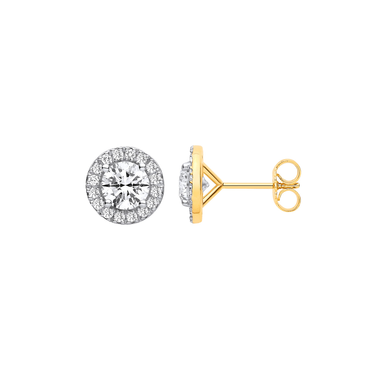 9ct Yellow Gold 2.38ct Solitaire Lab Diamond Diamond Halo Earrings IGI Certified