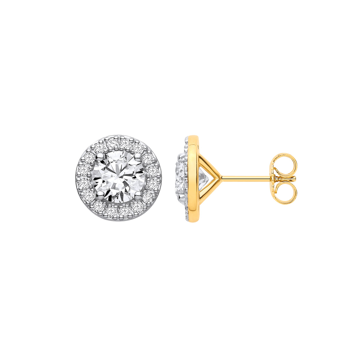 9ct Yellow Gold 3.54ct Solitaire Lab Grown Diamond Halo Earrings IGI Certified