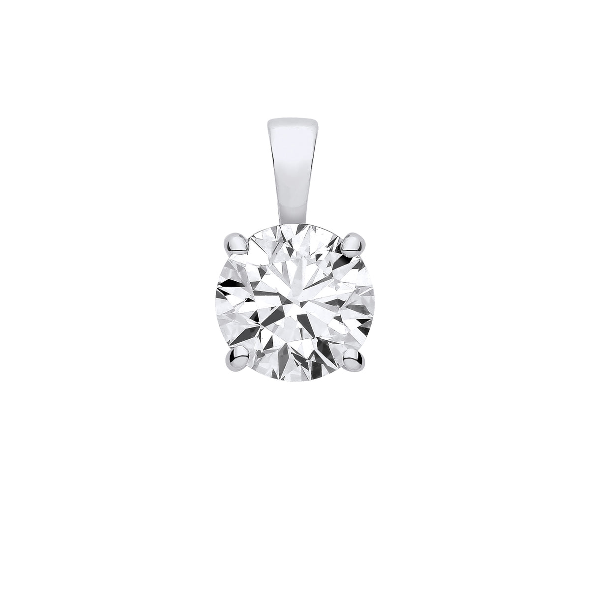 9ct White Gold 2.00ct Solitaire Lab Grown Diamond Pendant IGI Certified