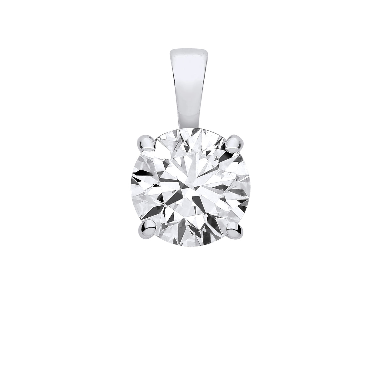 9ct White Gold 3.00ct Solitaire Lab Grown Diamond Pendant IGI Certified