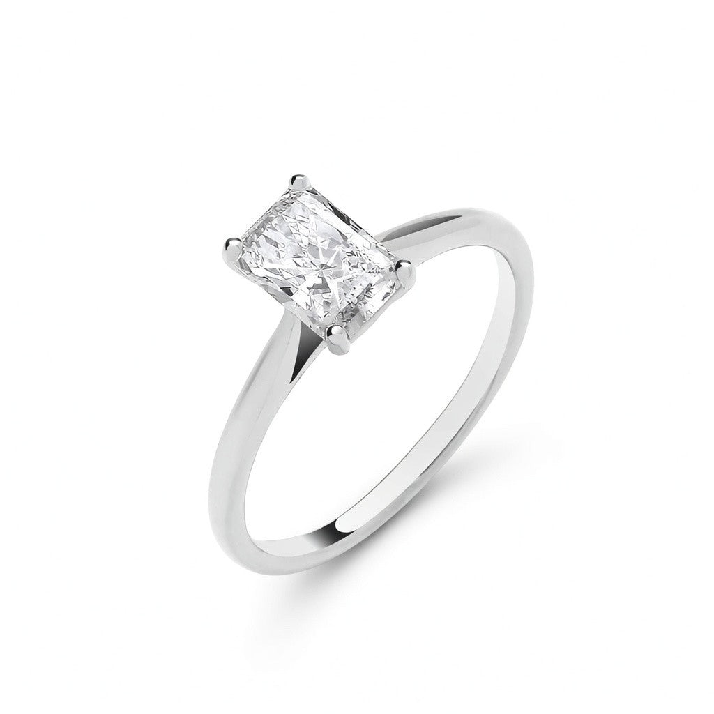 18ct White Gold 1.00ct Radiant Lab Grown Diamond Ring IGI Certified