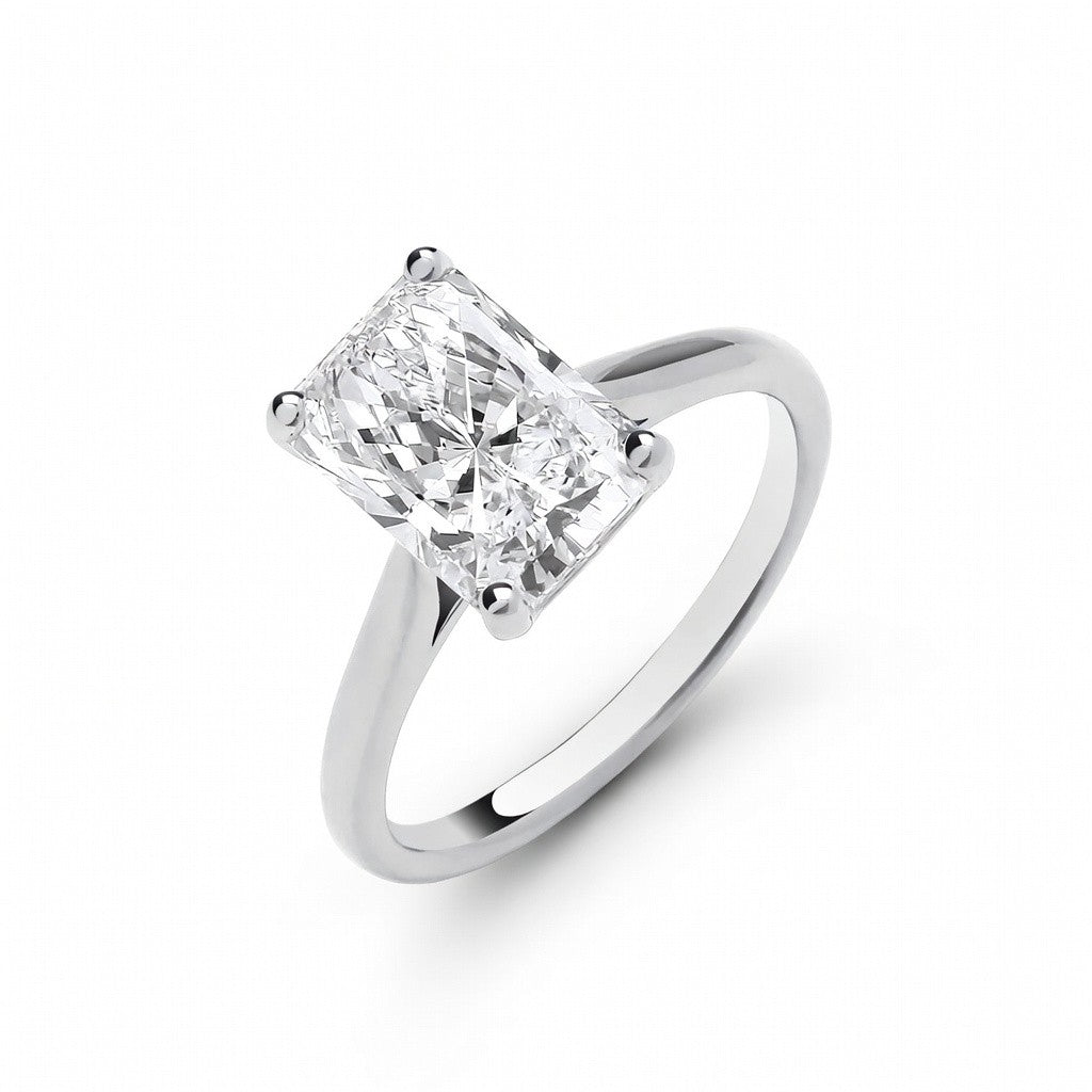 18ct White Gold 3.00ct Radiant Cut Lab Grown Diamond Ring IGI Certified
