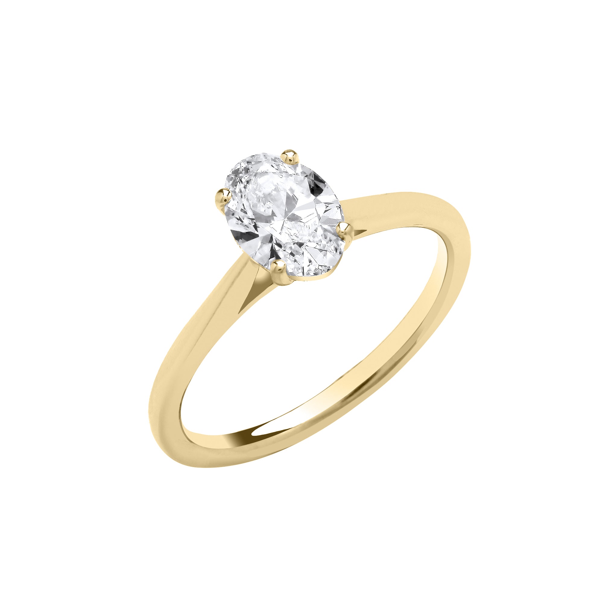 18ct Yellow Gold 1.00ct Oval Lab Grown Diamond Ring IGI Certified