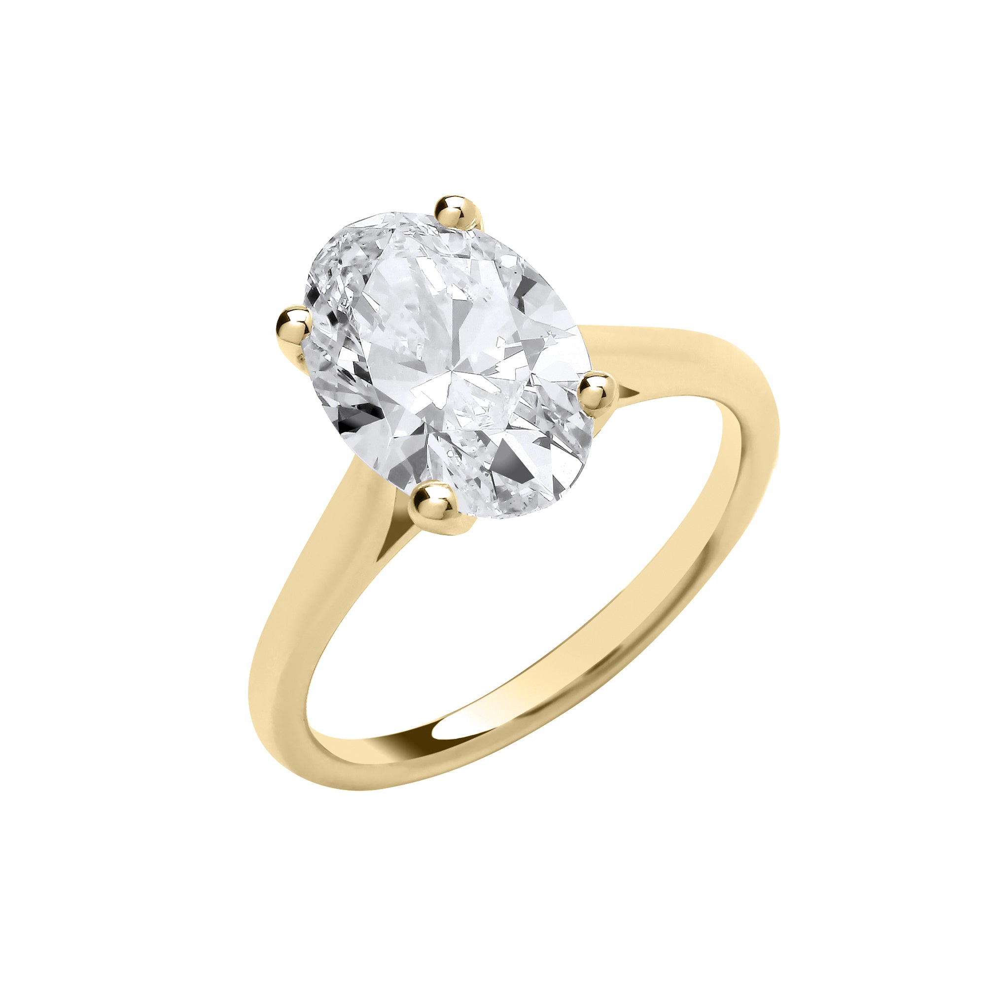 18ct Yellow Gold 3.00ct Oval Lab Grown Diamond Ring IGI Certified