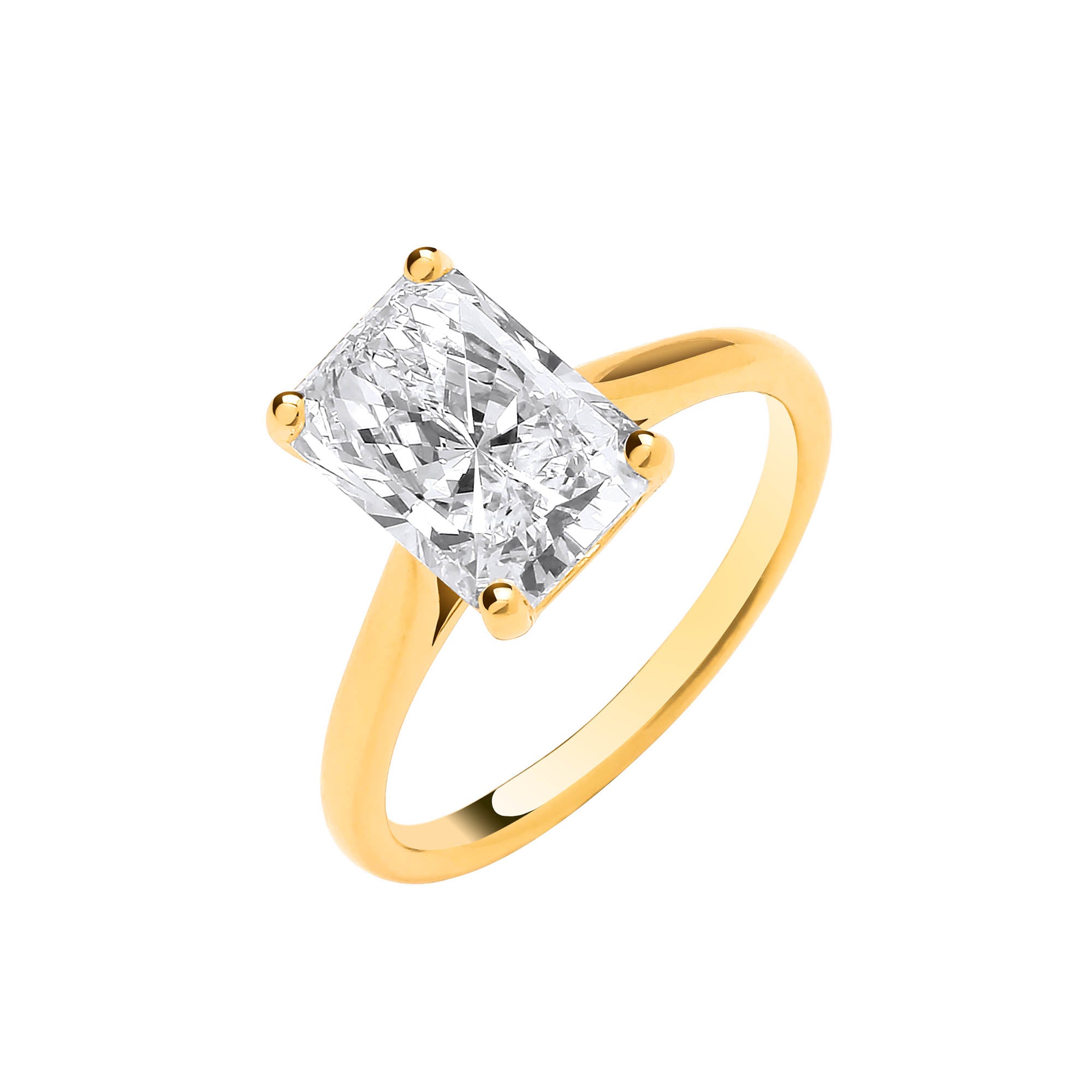 18ct Yellow Gold 3.00ct Radiant Cut Lab Grown Diamond Ring IGI Certified
