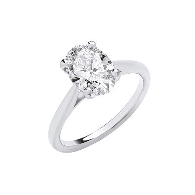 9ct White Gold 2.00ct Oval Cut Lab Grown Diamond Ring IGI Certified