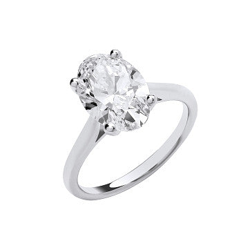 9ct White Gold 3.00ct Oval Cut Lab Grown Diamond Ring IGI Certified