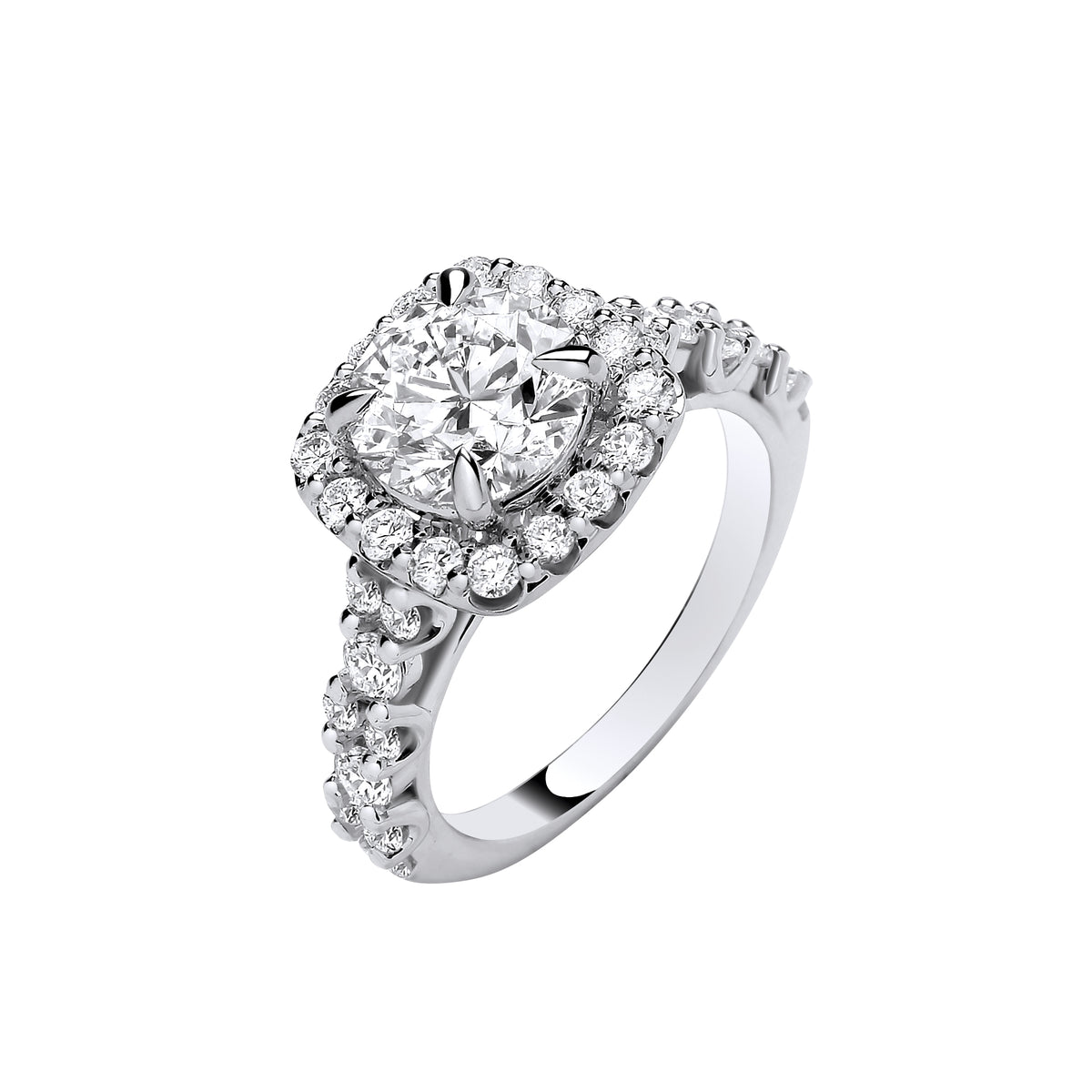 9ct White Gold 3.05ct Brilliant Cut Halo Lab Grown Dress Ring IGI Certified