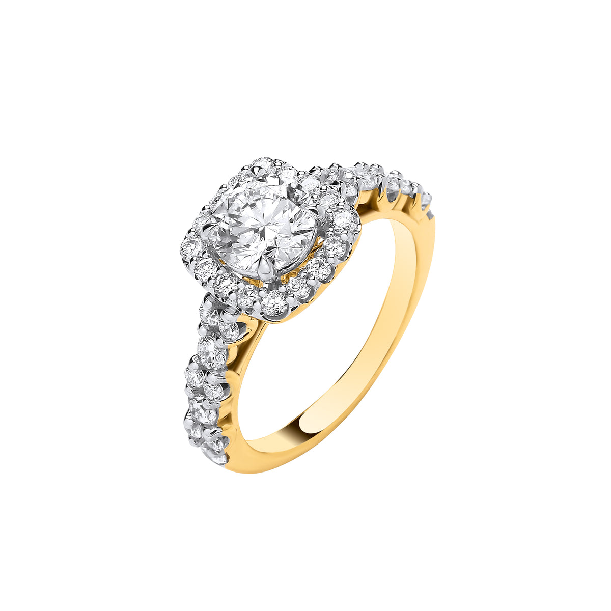 9ct Yellow Gold 1.75ct Brilliant Cut Halo Lab Grown Dress Ring IGI Certified