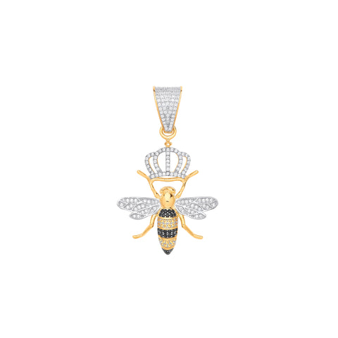 9ct Yellow Gold Queen Bee Cut out Cubic Zirconia Pendant