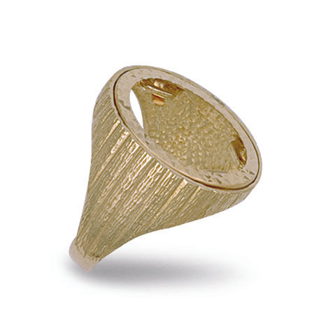 9ct Yellow Gold (Half) Barked Sides Sovereign Ring