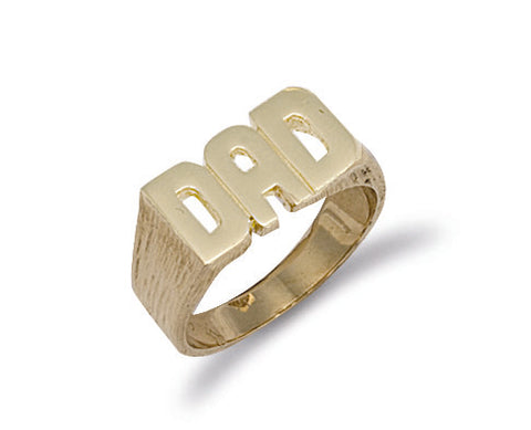 9ct Yellow Gold Barked Sides Dad Ring