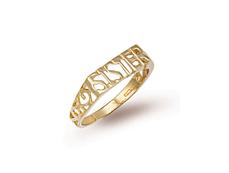 9ct Yellow Gold Scroll Sides Sister Ring