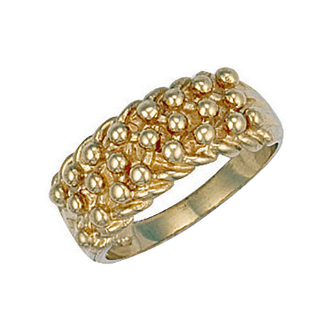 9ct Yellow Gold Woven Back 3 Row Keeper Ring