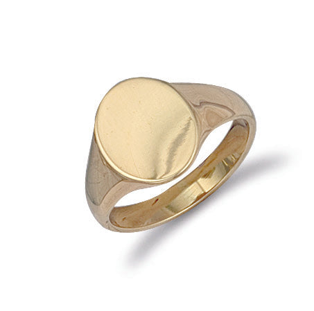 9ct Yellow Gold Oval Plain Signet Ring