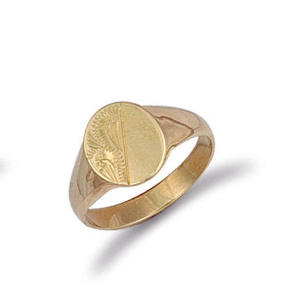 9ct Yellow Gold Oval Engraved Maiden Signet Ring
