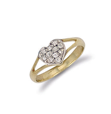 9ct Yellow Gold Cubic Zirconia Heart Baby Ring