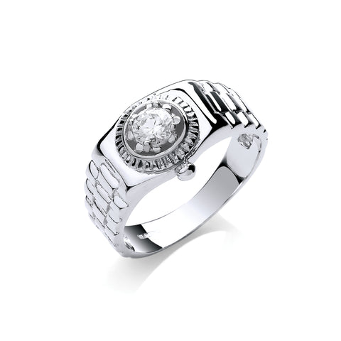 9ct White Gold Gents Cubic Zirconia Ring
