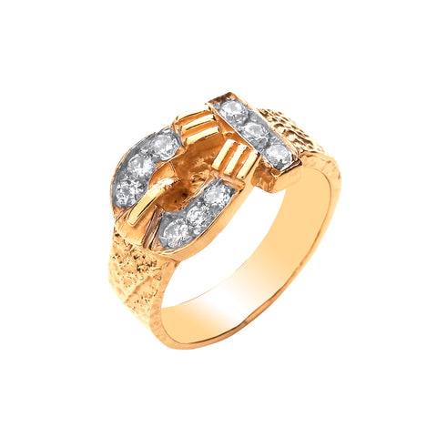 9ct Yellow Gold Cubic Zirconia Buckle Baby Ring
