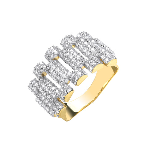 9ct Yellow Gold Cubic Zirconia Fancy Link Ring