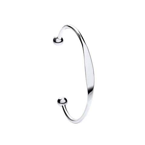 925 Sterling Silver Ladies Solid Torque Bangle with ID plate