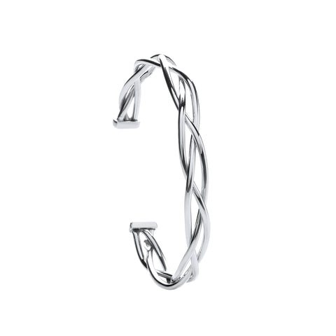 925 Sterling Silver Twisted Hollow Tube Open Bangle