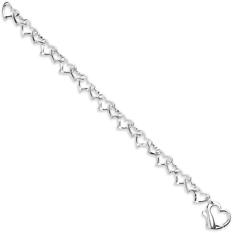 925 Sterling Silver Heart Link Bracelet