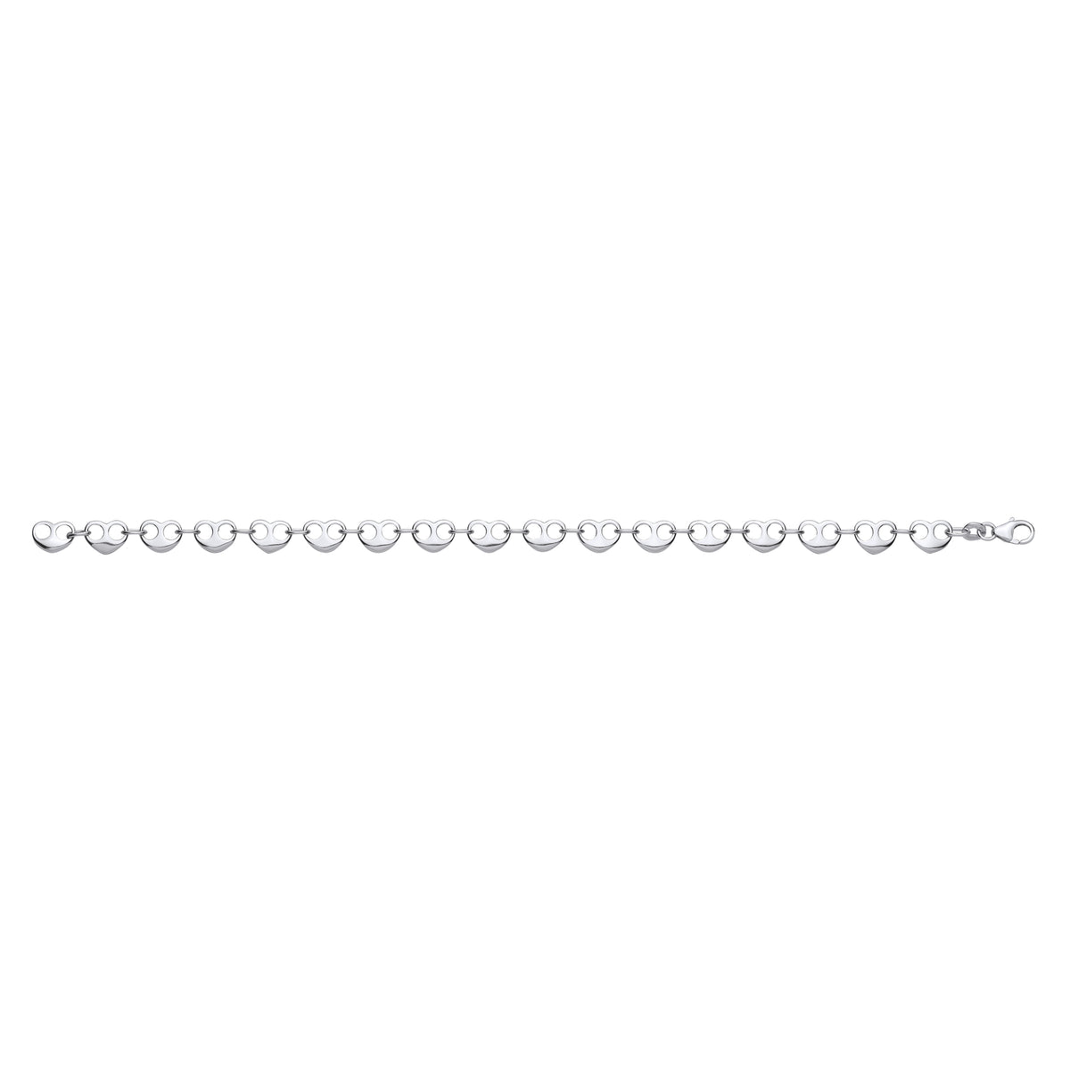 925 Sterling Silver Heart Bean Ladies Bracelet