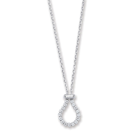 925 Sterling Silver Belcher with Pear Cubic Zirconia Link Chain
