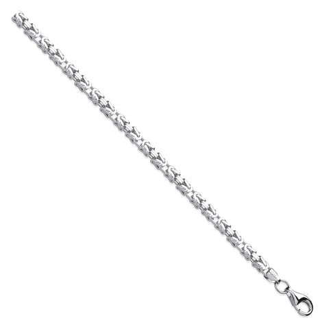 925 Sterling Silver 3.7mm Square Byzantine Chain / Bracelet