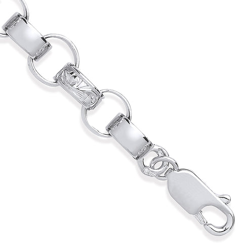 925 Sterling Silver 7mm Plain & Engraved Link Belcher Chain/Bracelet