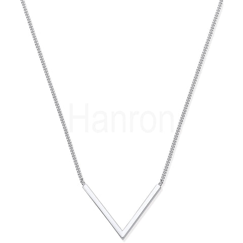 925 Sterling Silver V-Shape 17" Necklace