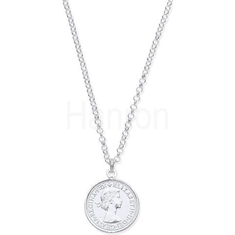 925 Sterling Silver Coin Pendant 17" Necklace
