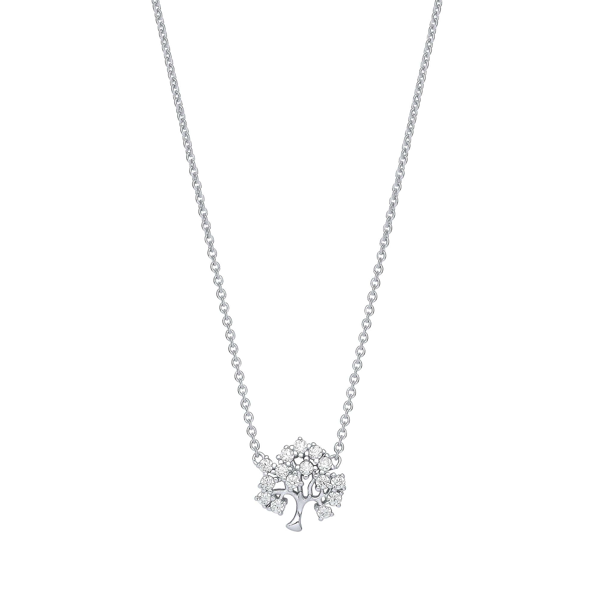 925 Sterling Silver Tree Of Life Cubic Zirconia Pendant with Chain