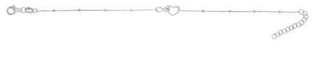 925 Sterling Silver Heart & Infinity 16"-18" Necklace/ 7" Bracelet
