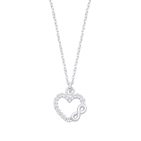925 Sterling Silver Cubic Zirconia Children's Heart Infinity Necklace