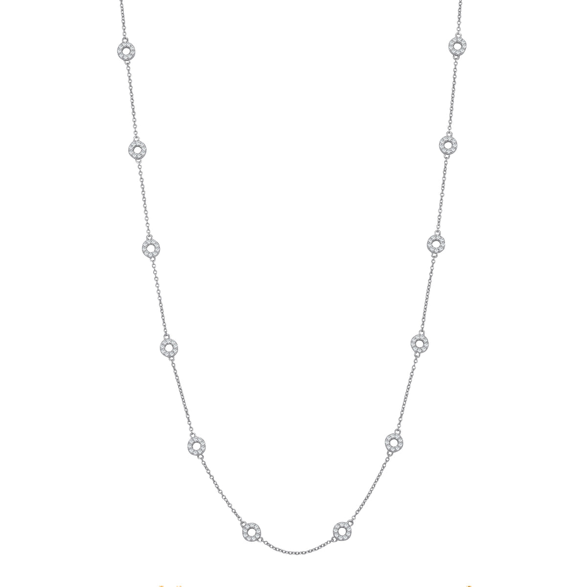 925 Sterling Silver Circles with Cubic Zirconia Necklace
