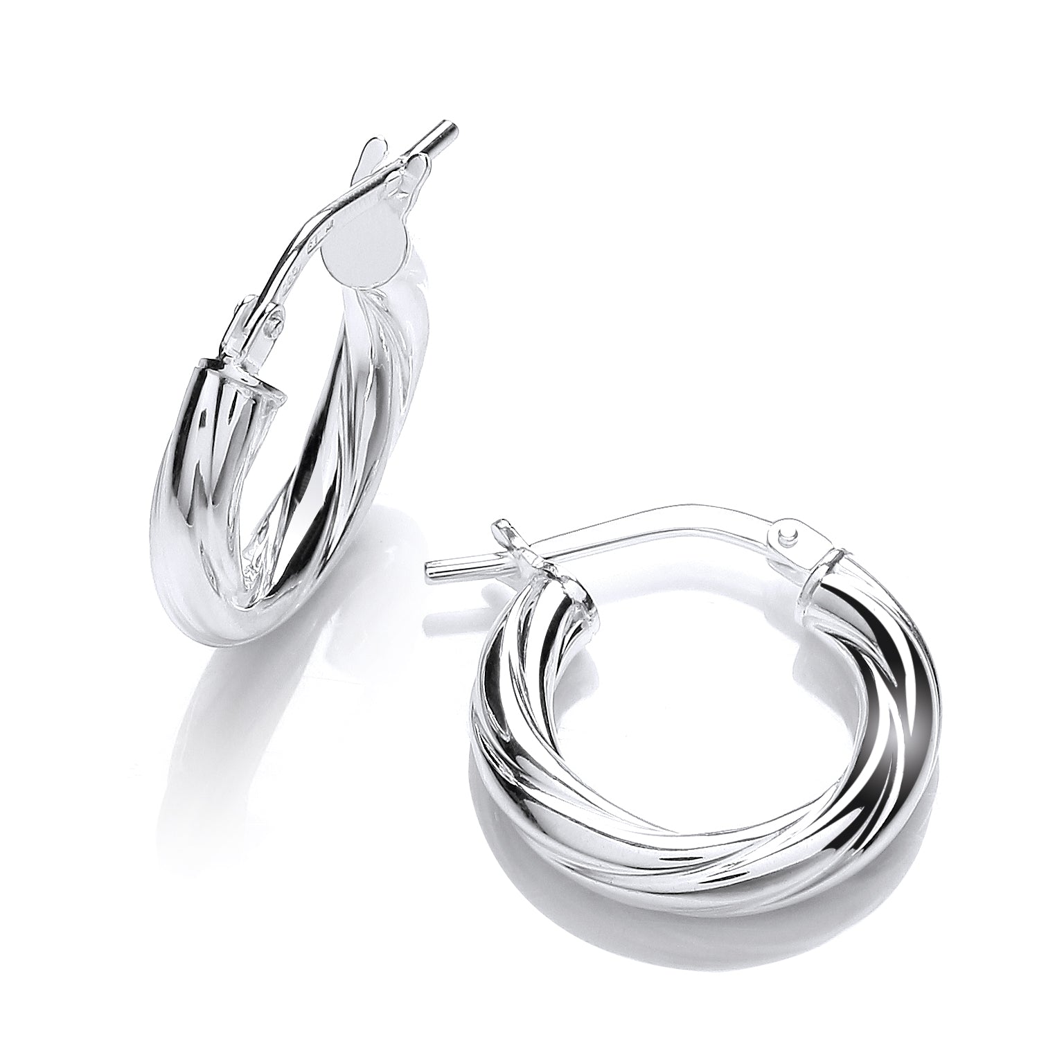 925 Sterling Silver Round Twist Hoop Earrings