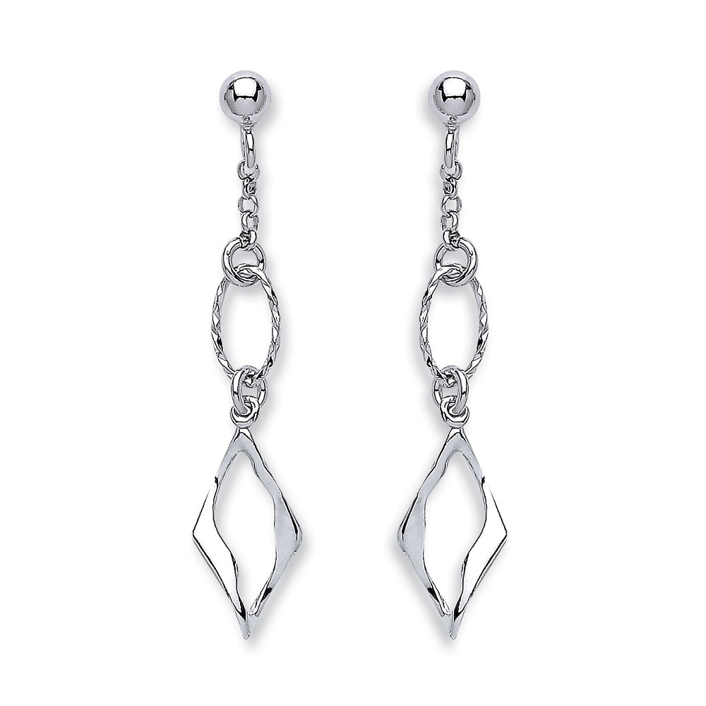 925 Sterling Silver Fancy Link Drop Earrings