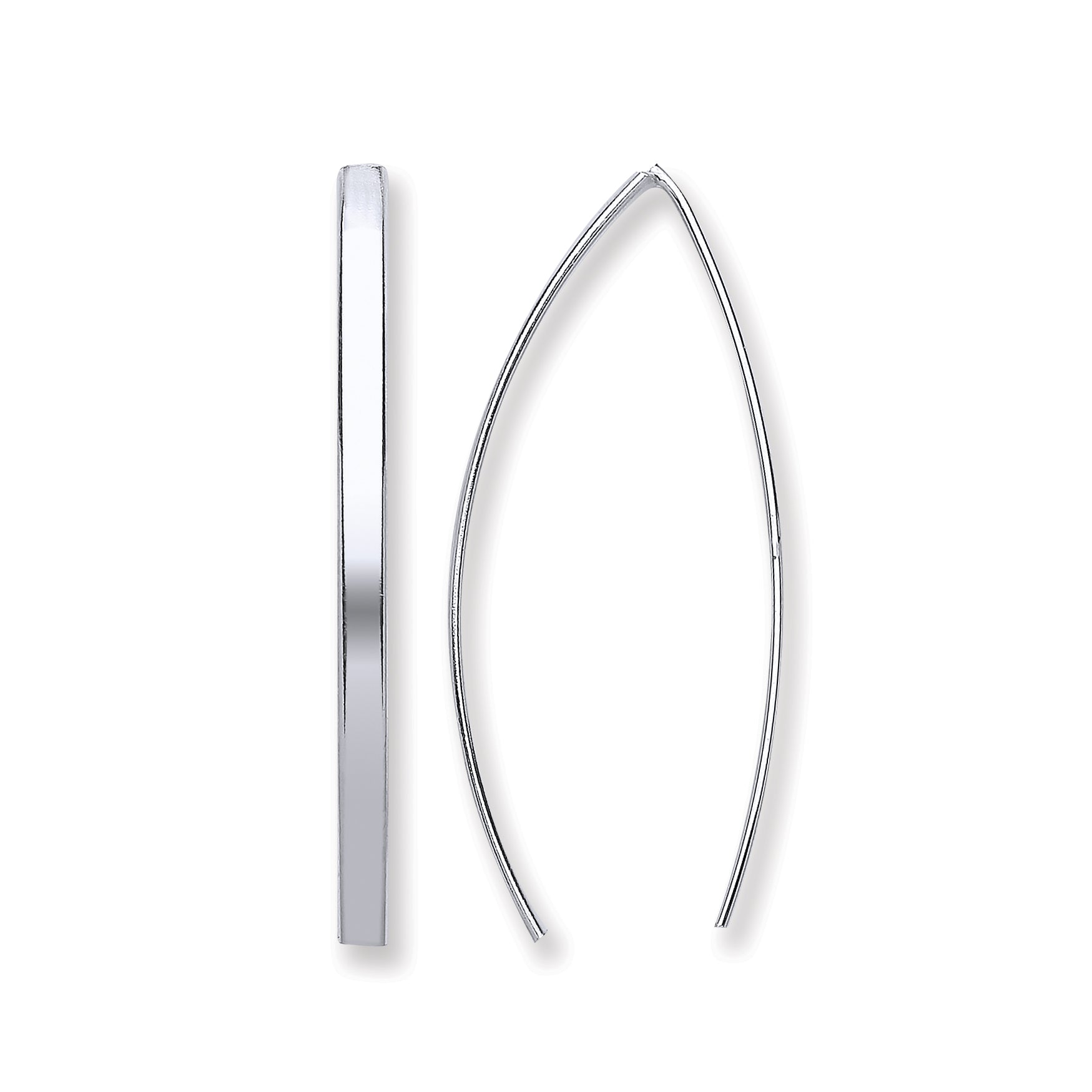 925 Sterling Silver Two Pin D-Shape Earrings