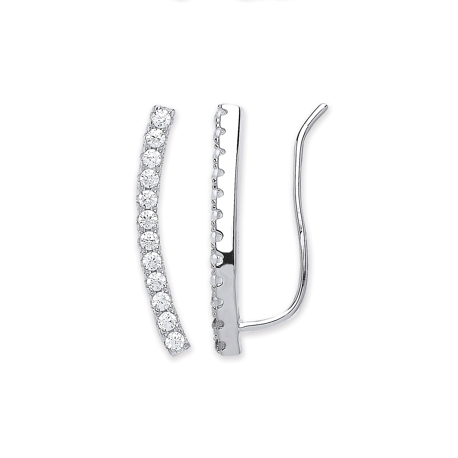 925 Sterling Silver Arc-shaped Ear Hook Cubic Zirconia Ear Clip Earrings