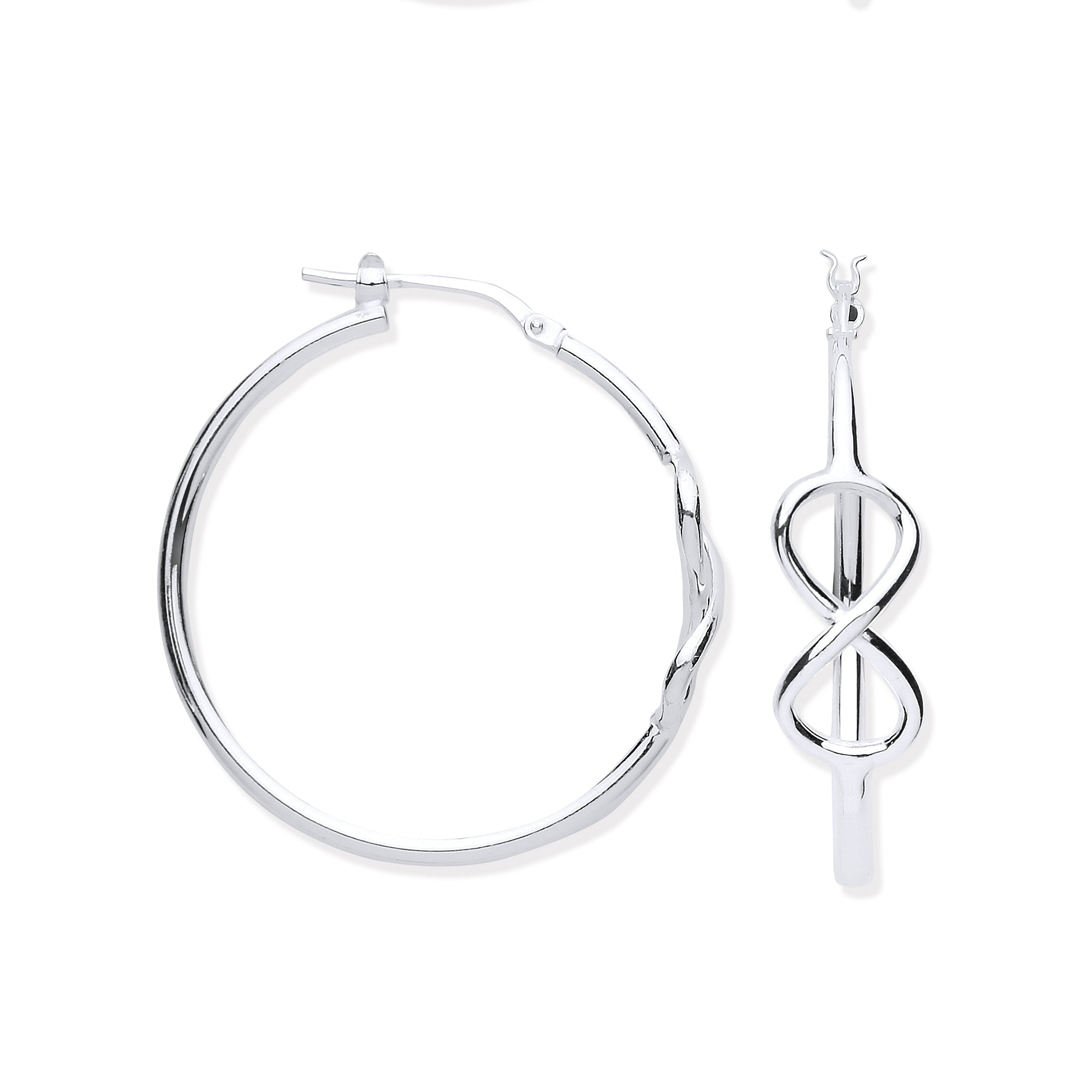 925 Silver Infinity 34mm Hoop Earrings
