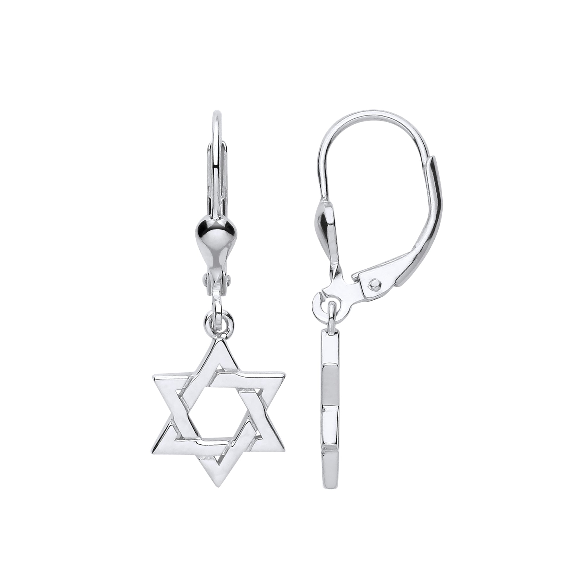 925 Sterling Silver Star of David Drop Earrings