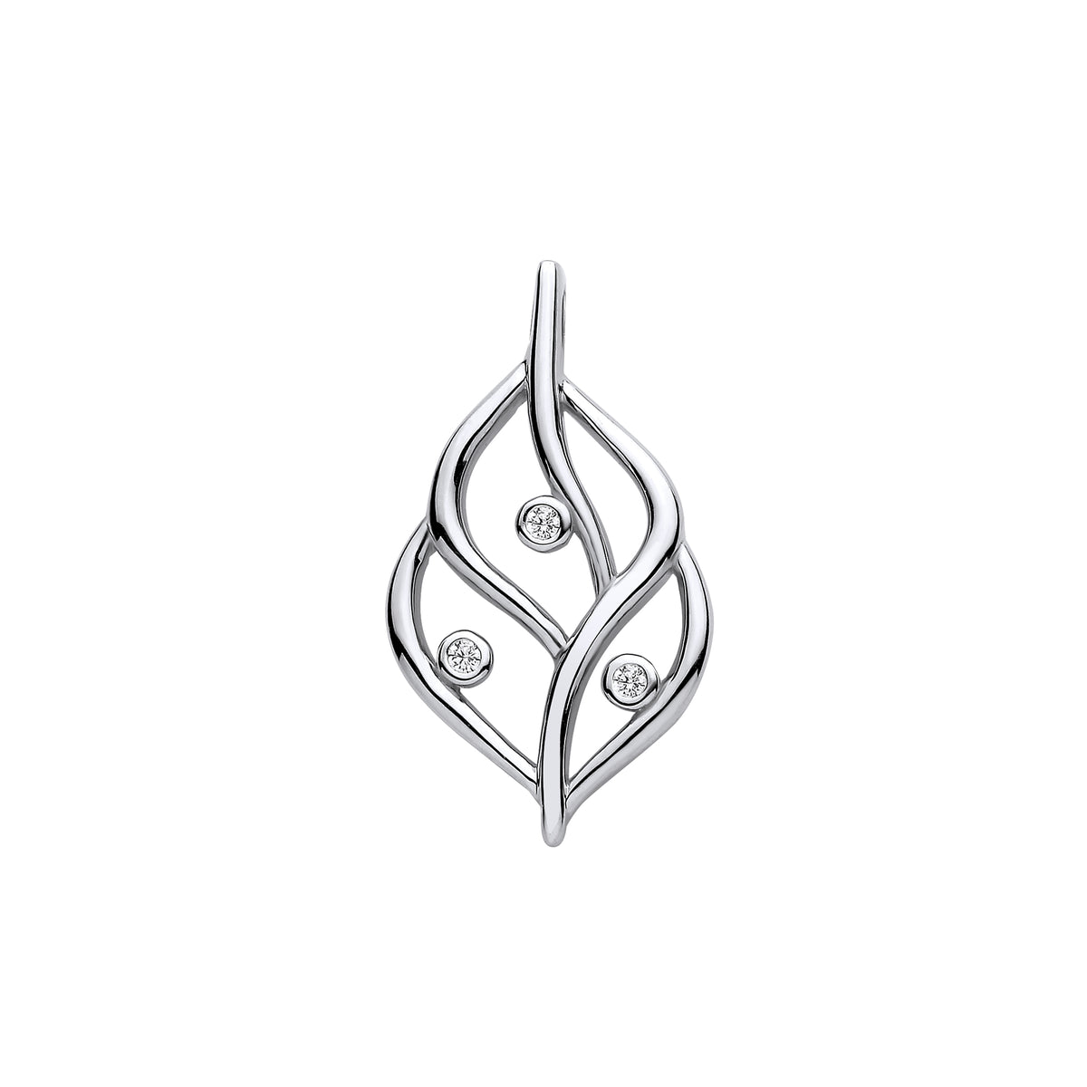 925 Sterling Silver Leaf Cubic Zirconia Pendant With Chain