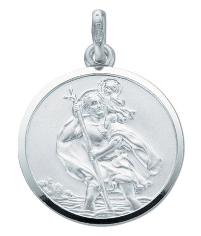 925 Sterling Silver Double Sided St Christopher Pendant with Chain