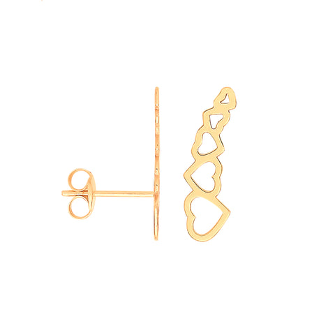 9ct Yellow Gold Graduated Hearts Studs