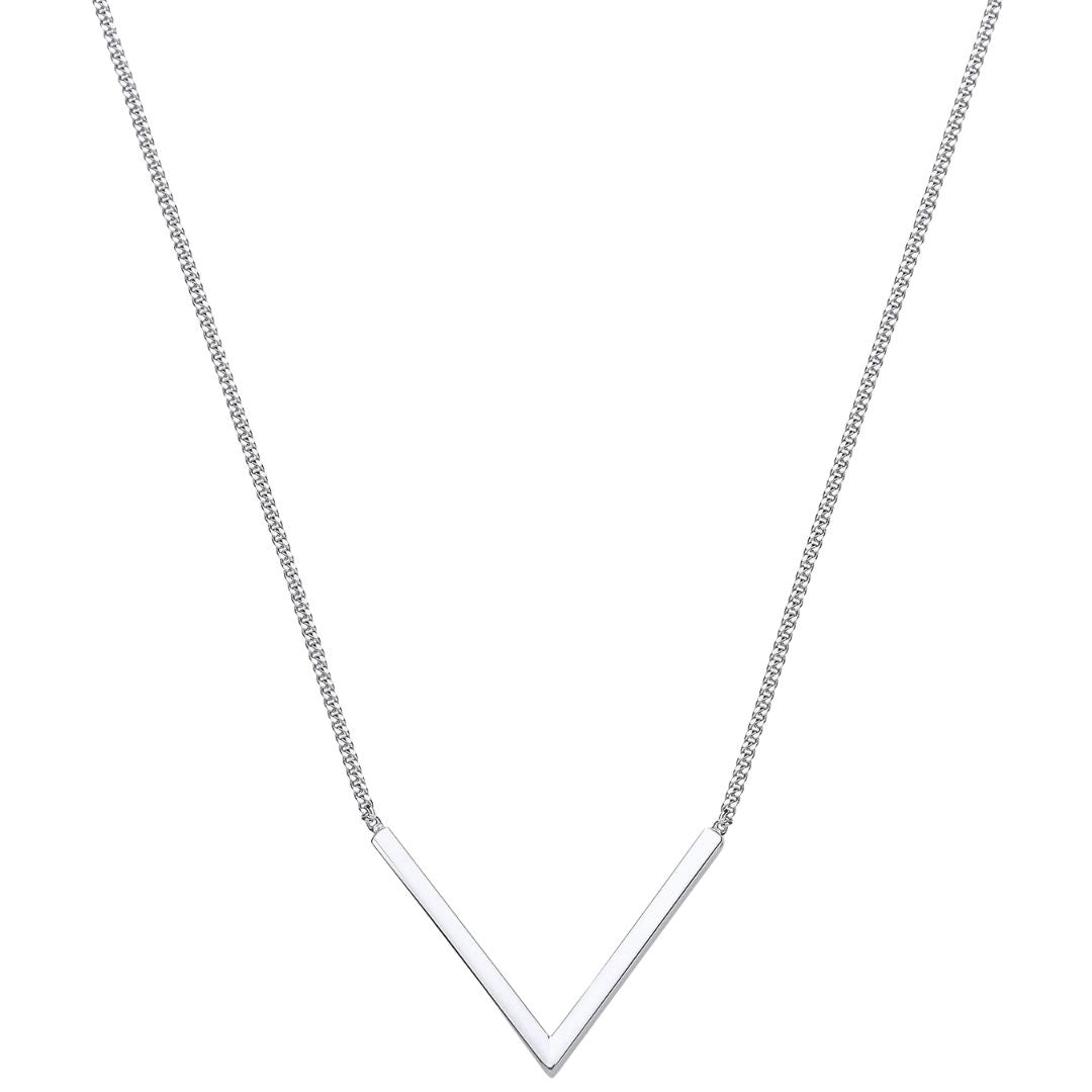 925 Sterling Silver V-Shape 17" Necklace