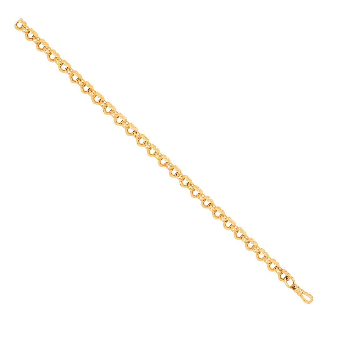 9ct Yellow Gold 7.5mm Heart Link Belcher Bracelet/Chain