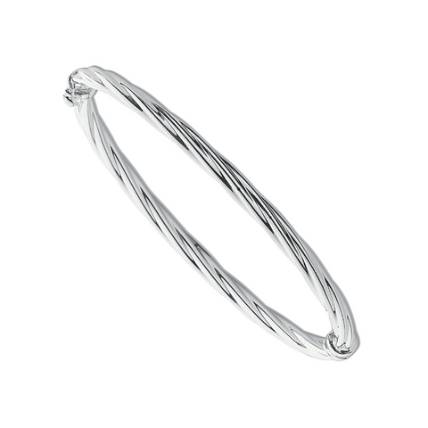 925 Sterling Silver Twisted Hollow Bangle