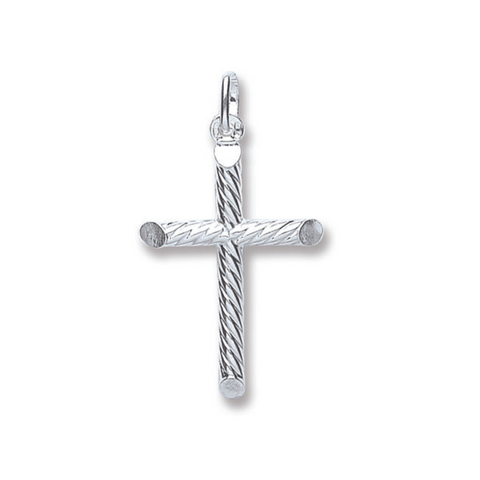 925 Sterling Silver Fancy Tubed Cross with Chain